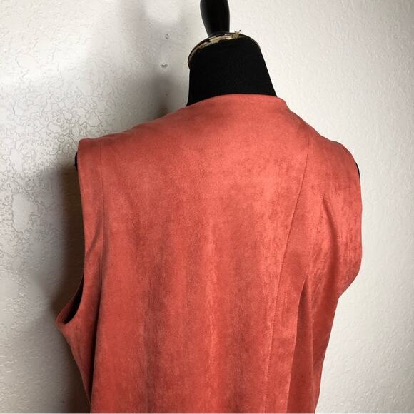 Soft Surroundings dusty rose pink faux suede open front vest Petite Medium PM - Picture 9 of 13